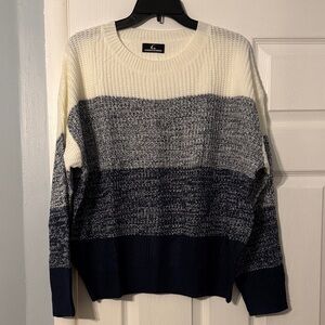 Cream and Navy Crewneck Sweater